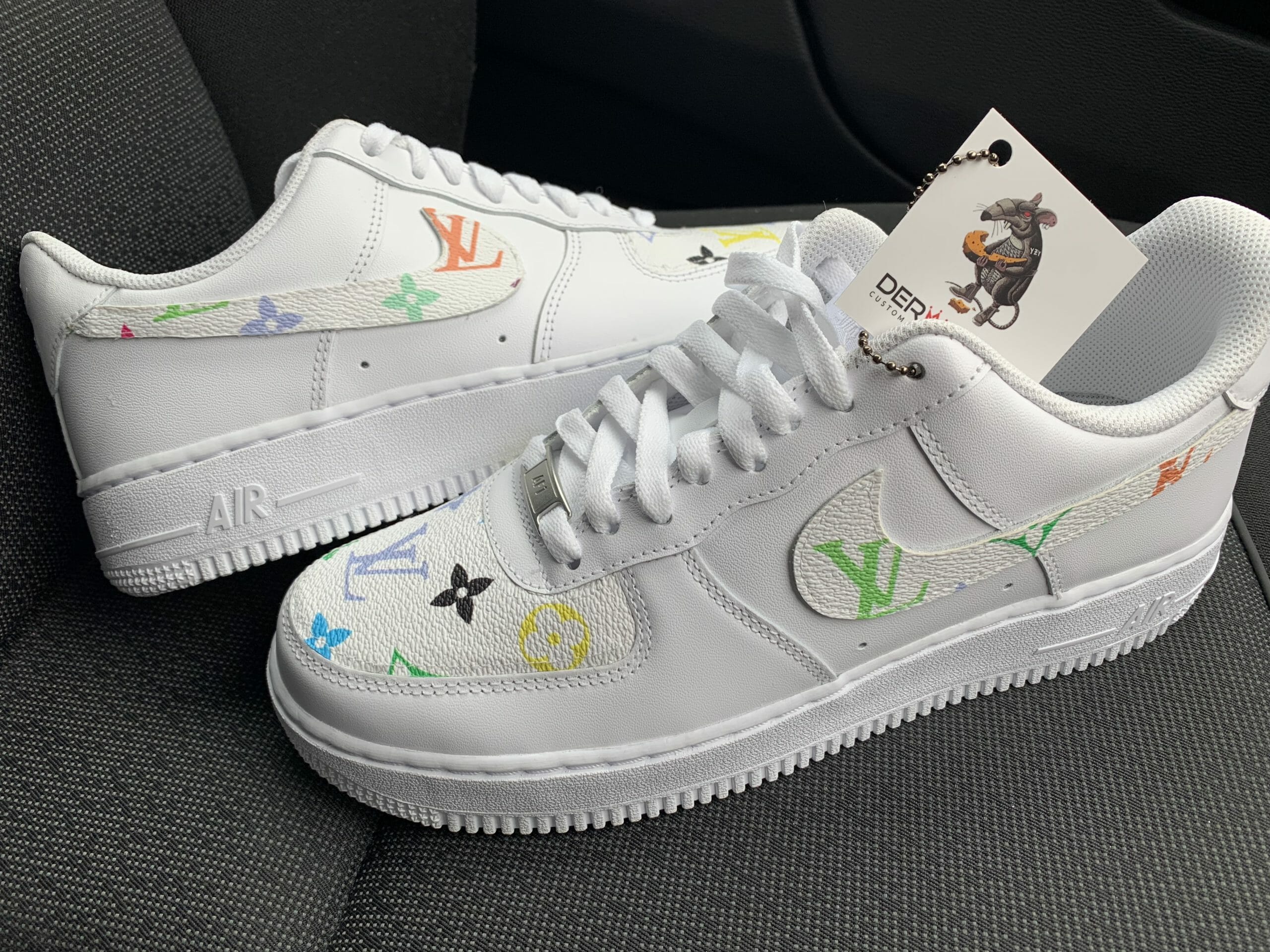 WHITE MULTI COLOR LV AIR FORCE 1 Derivation Customs Custom sneakers