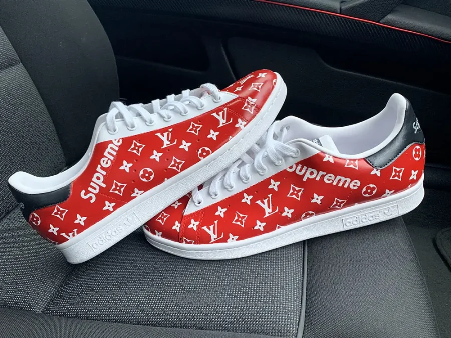 Custom Supreme LV Adidas Stan Smith Red