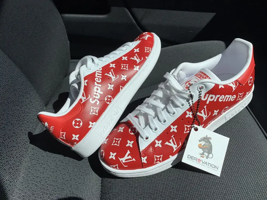 Custom Supreme LV Adidas Stan Smith Red