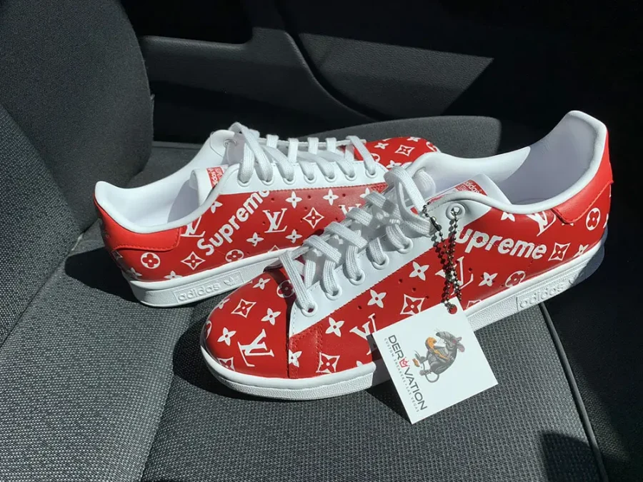Custom Supreme LV Adidas Stan Smith Red