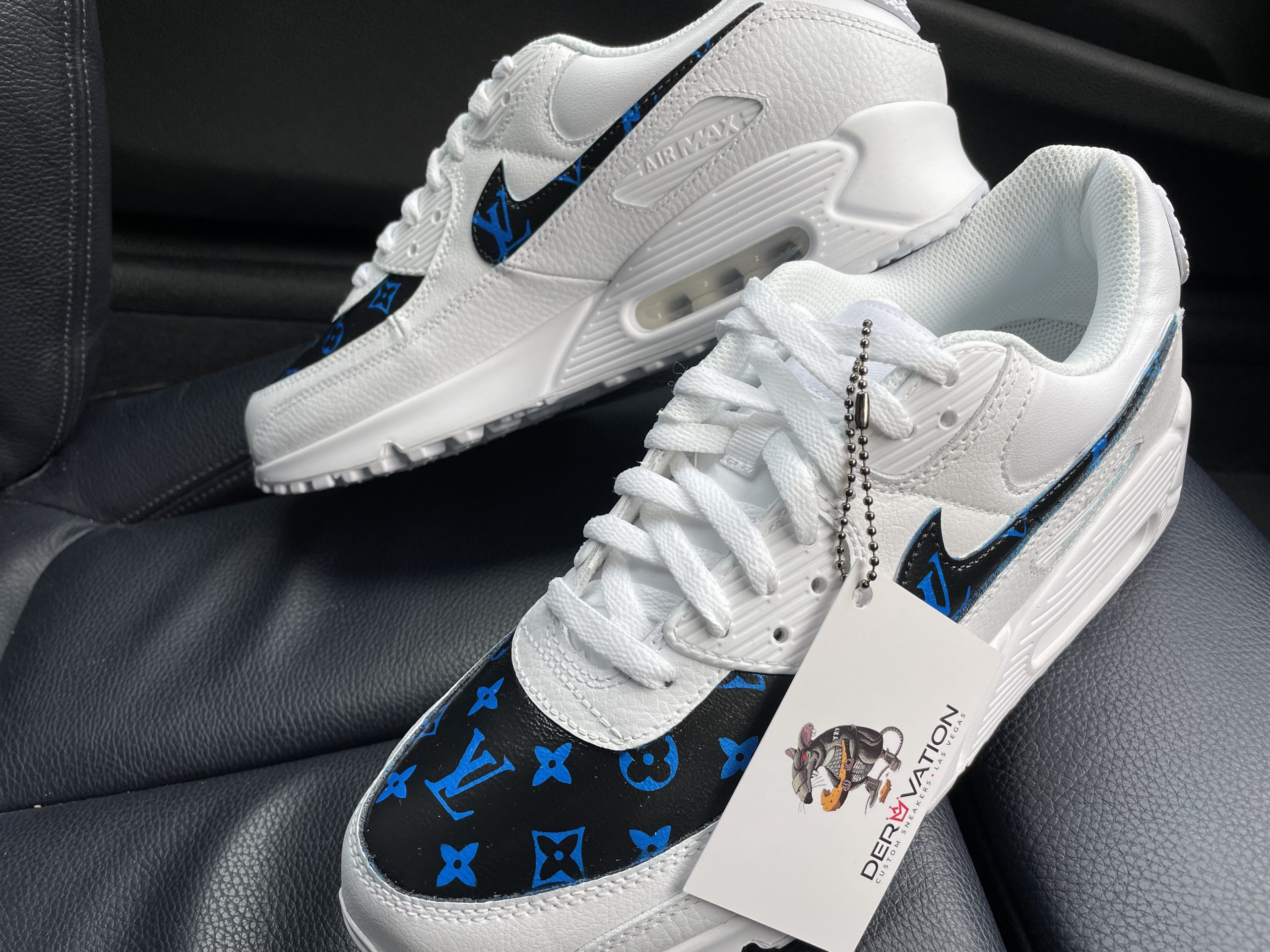 CUSTOM BLACK/BLUE LV AIR MAX 90 – Derivation Customs – Custom sneakers  Swarovski trainers