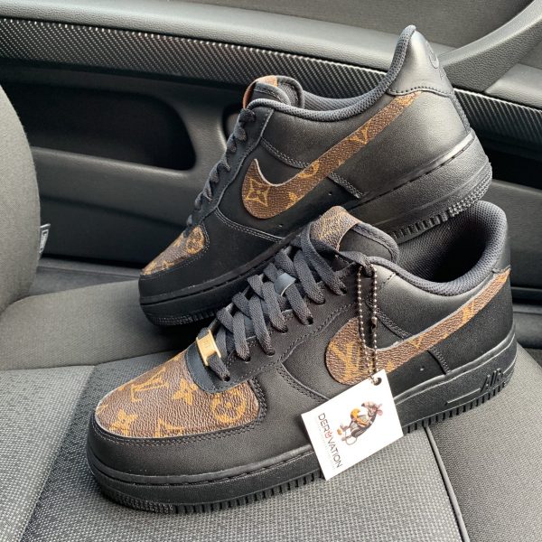 CUSTOM BLACK LV X 20 AIR FORCE 1 â Derivation Customs â Custom sneakers Swarovski trainers