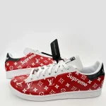Custom Supreme LV Adidas Stan Smith Red
