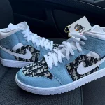 Custom Blue Dior Jordan 1 mid - custom blue dior jordan 1 , nike custom jordans , custom dior jordan 1 mid , black jordan custom , customized jordans , customized nike shoes , custom nike air jordan 1 , Black and white dior monogram jordans , custom dior swoosh jordan 1 , shop custom shoes , personalised jordans , personalised sneakers , custom made sneakers