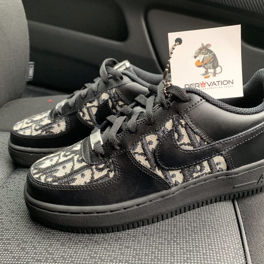 CUSTOM DIOR X 20 BLACK AIR FORCE 1 – Derivation Customs – Custom sneakers  Swarovski trainers