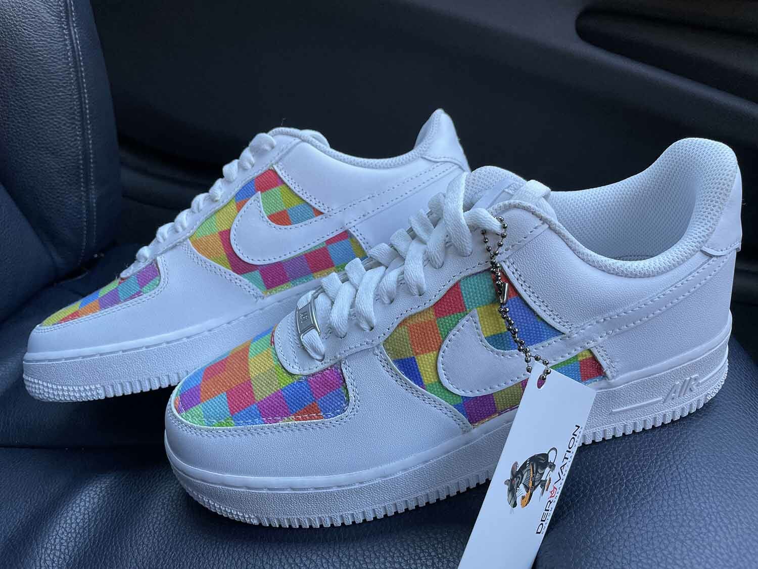 Custom Rainbow Pixel Nike Air Force 1