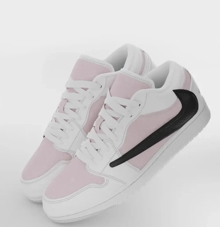 Reverse swoosh custom pink,black suede Air Jordan 1 low, customised sneakers, custom,jordans, jordan 1
