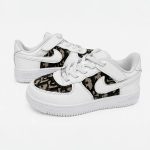 Custom Dior 21 Air Force 1 Kids white trainers with black Dior inspired panels, main product image