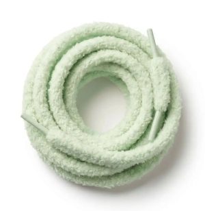 Pastel green fluffy sneaker laces 130cm